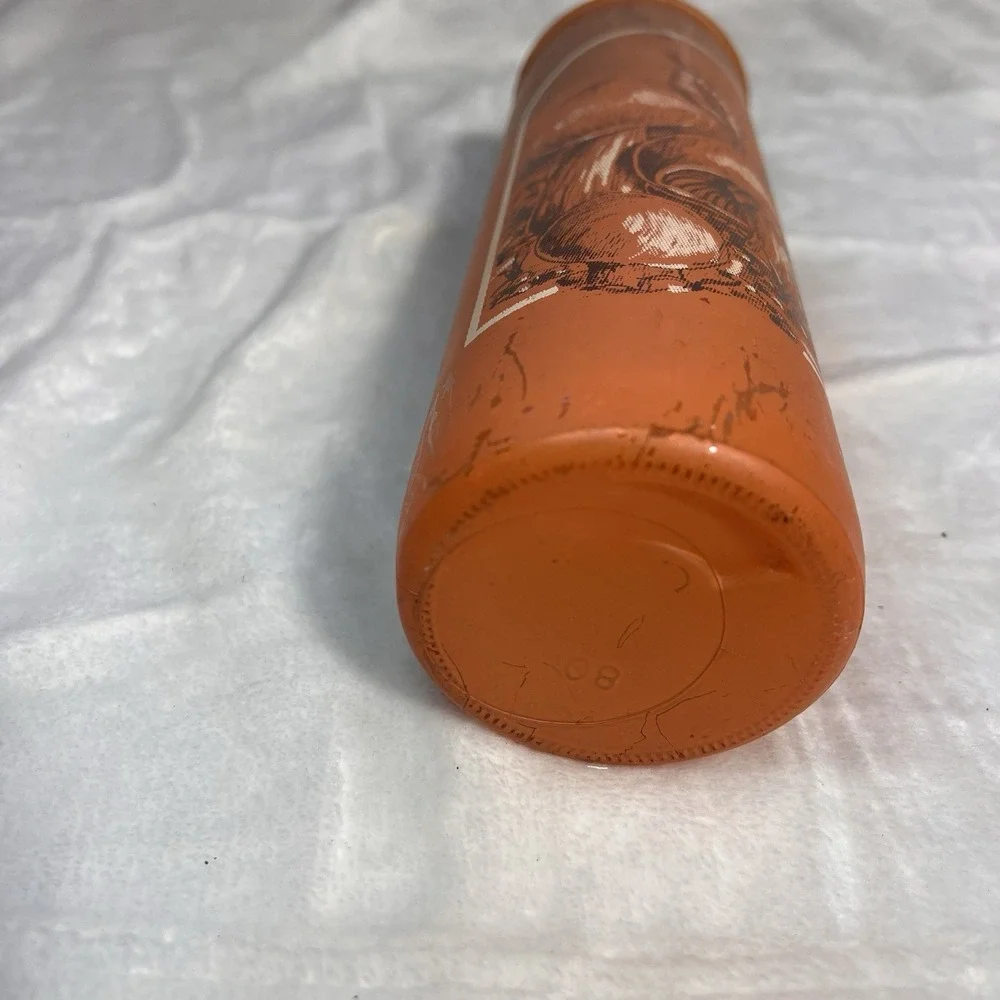 Vintage 1970s Orange Glass Mushroom Candle Holder Cylinder Retro MCM Decor